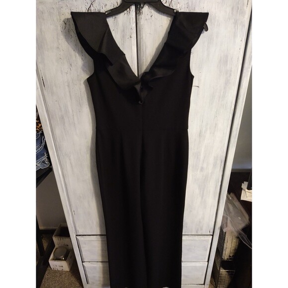 Lauren Ralph Lauren wide leg ruffled v-neck sleeveless black Romper Size 6 Boho - Picture 4 of 11